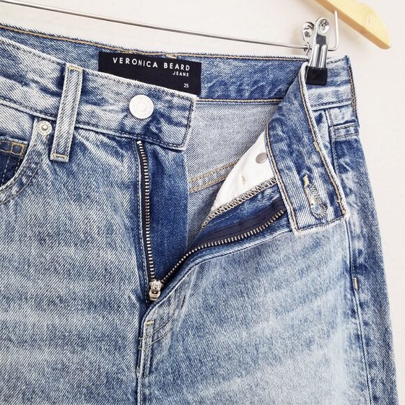 Veronica Beard Carly Kick-Flare Jean 25 Raw Hem High Rise Blue Pebble Stone $248 - Picture 10 of 16